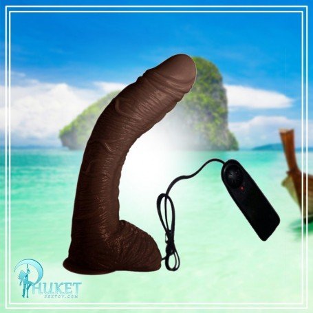 Big Bent 10" Realistic Vibrator Suction Cup Chocolate Dong Vibrator RSV-075