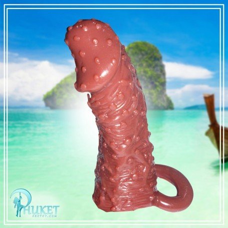 Solid Head Reusable Penis Extension Sleeve chocolate PES-026
