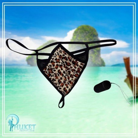Leopard Grain Underwear Remote control vibrating t-back VP-002